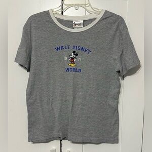 Disney Gray Cropped Mickey Mouse Short Sleeve Tee